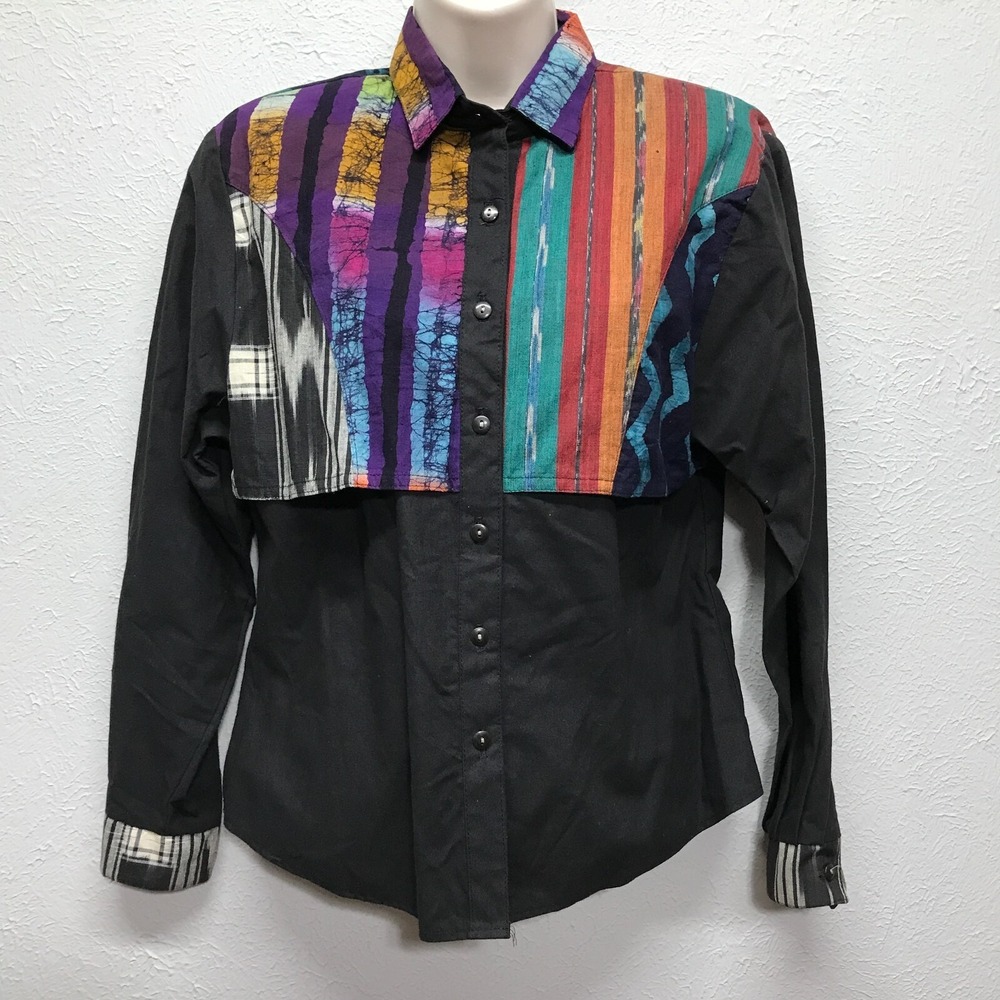 Vintage Circle T Western Shirt Womens M (9/10) Black Marilyn Lenox Cotton Sample